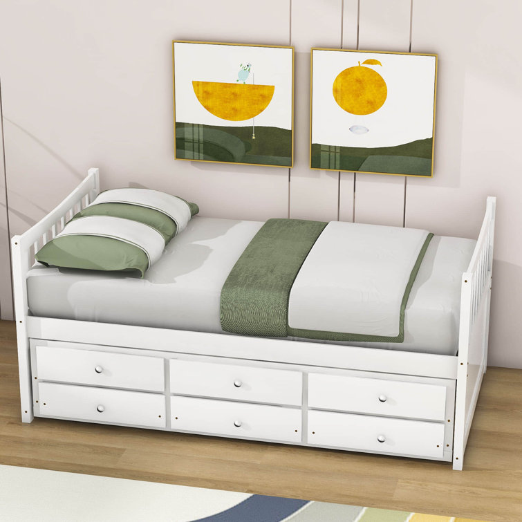 Twin Storage Platform Bed with Trundle and Drawers